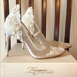 Vince Camuto Imagine White Lace High Heel Pumps